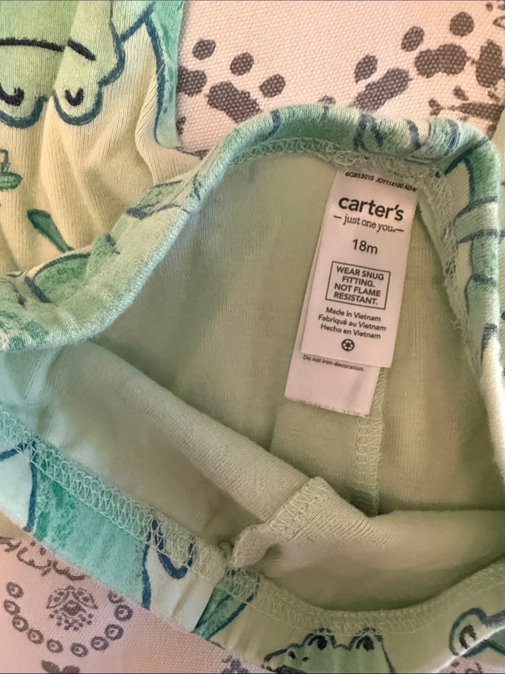Frog Print Kids Pajama Set - Size 18 Months